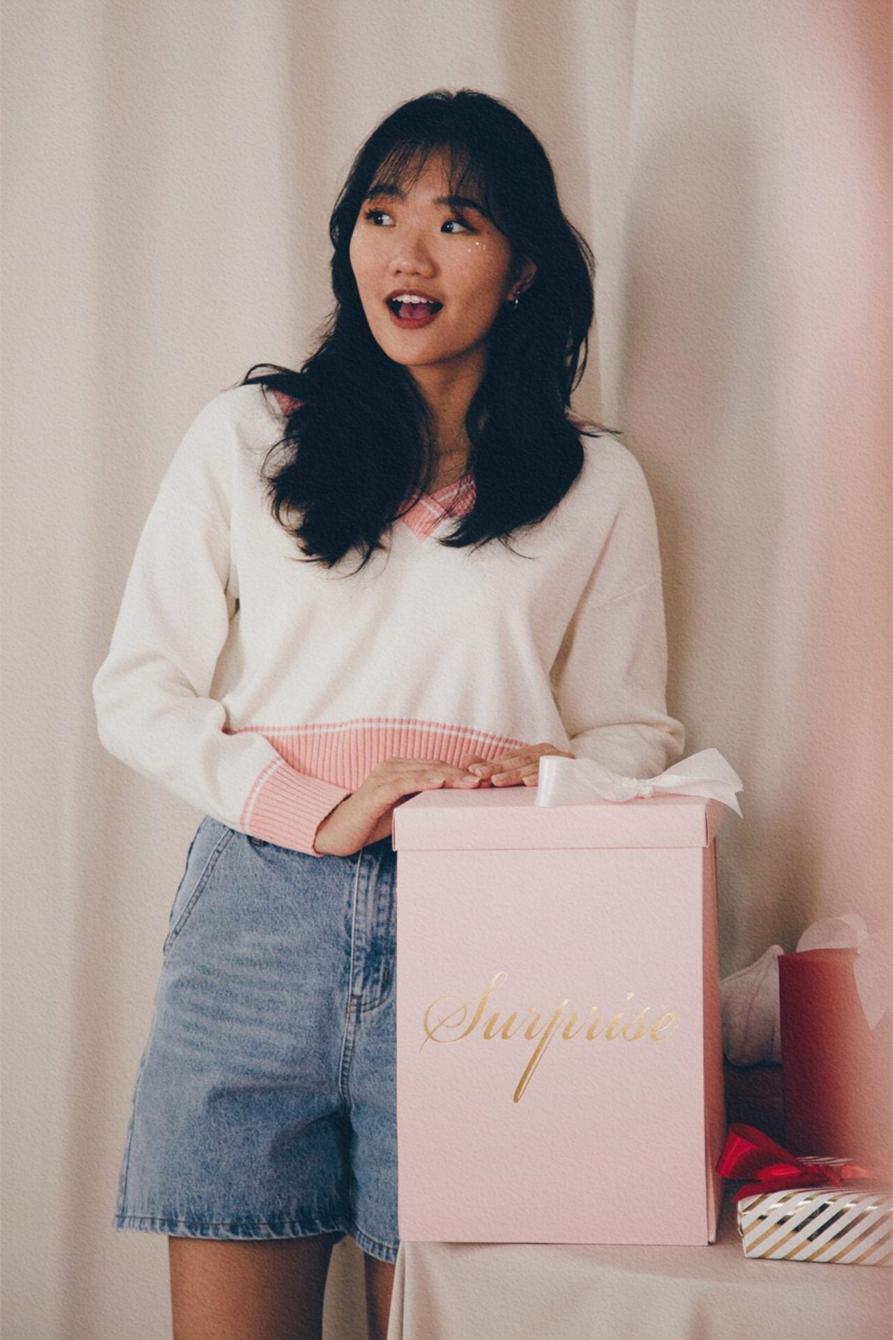 Relaxed V-Neck Crop Pullover