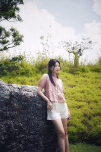 Gathered Tiers Button Up Blouse