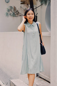 Button Up A-Line Flare Midi Dress