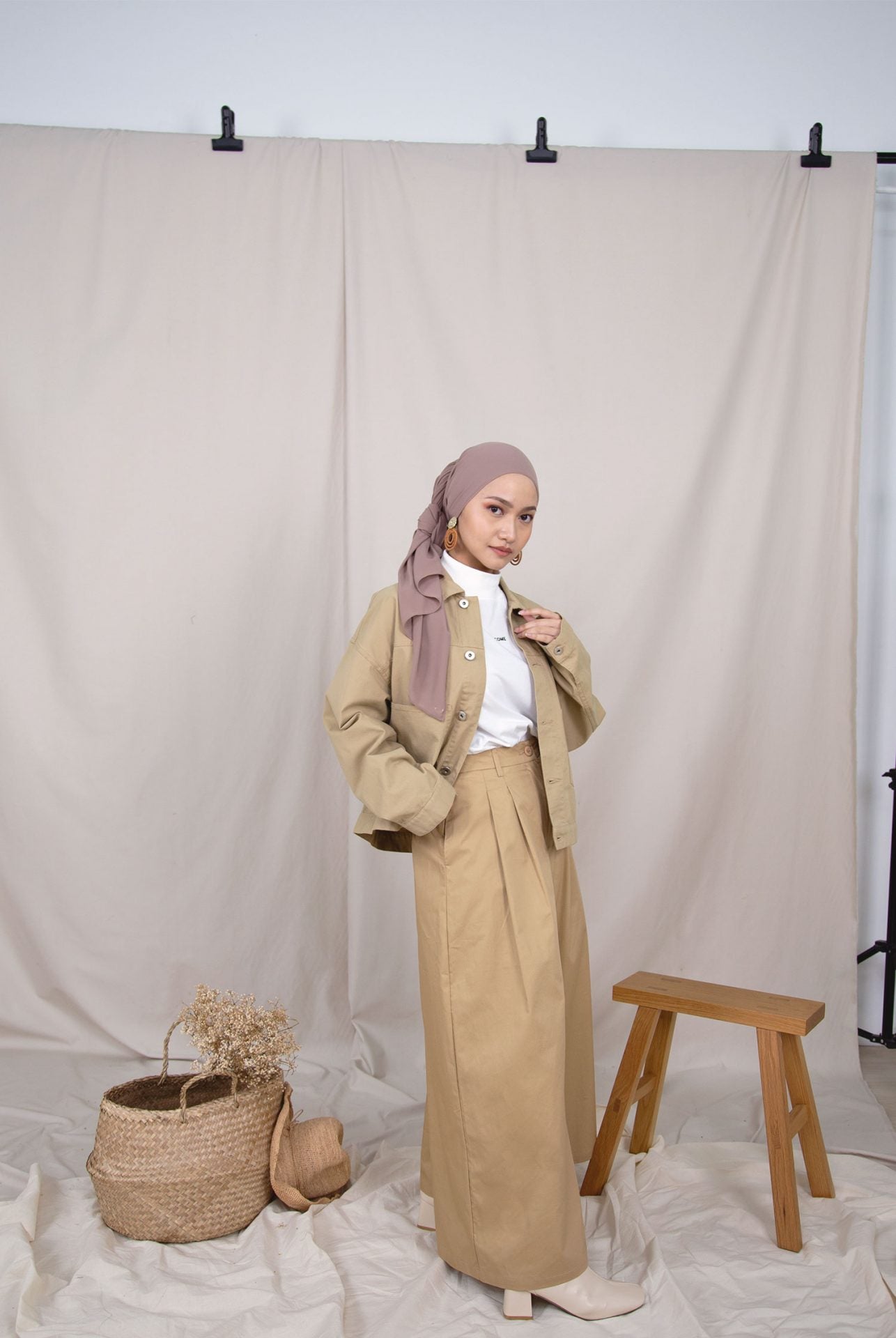 Flared Pleated Trousers