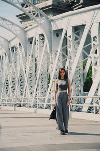 Lurex High Neck Crop Tank Top