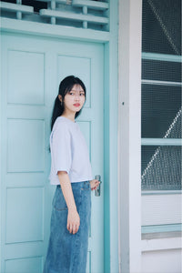 Diagonal Button Up Raglan Sleeve Crop Top