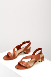 Thick Strap Heeled Sandals - Brick