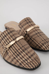 Houndstooth Metallic Detail Loafers