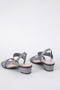 Buckle Details Block Heel Sandals