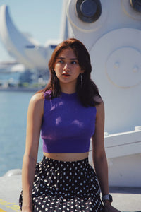 Lurex High Neck Crop Tank Top