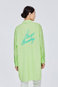 Embroidered Back Logo Button Down Top