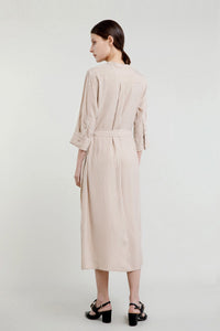 Mandarin Collar Striped Dress