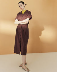 Button Up A-Line Flare Skirt