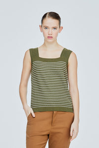 Sleeveless Stripe Knit Top