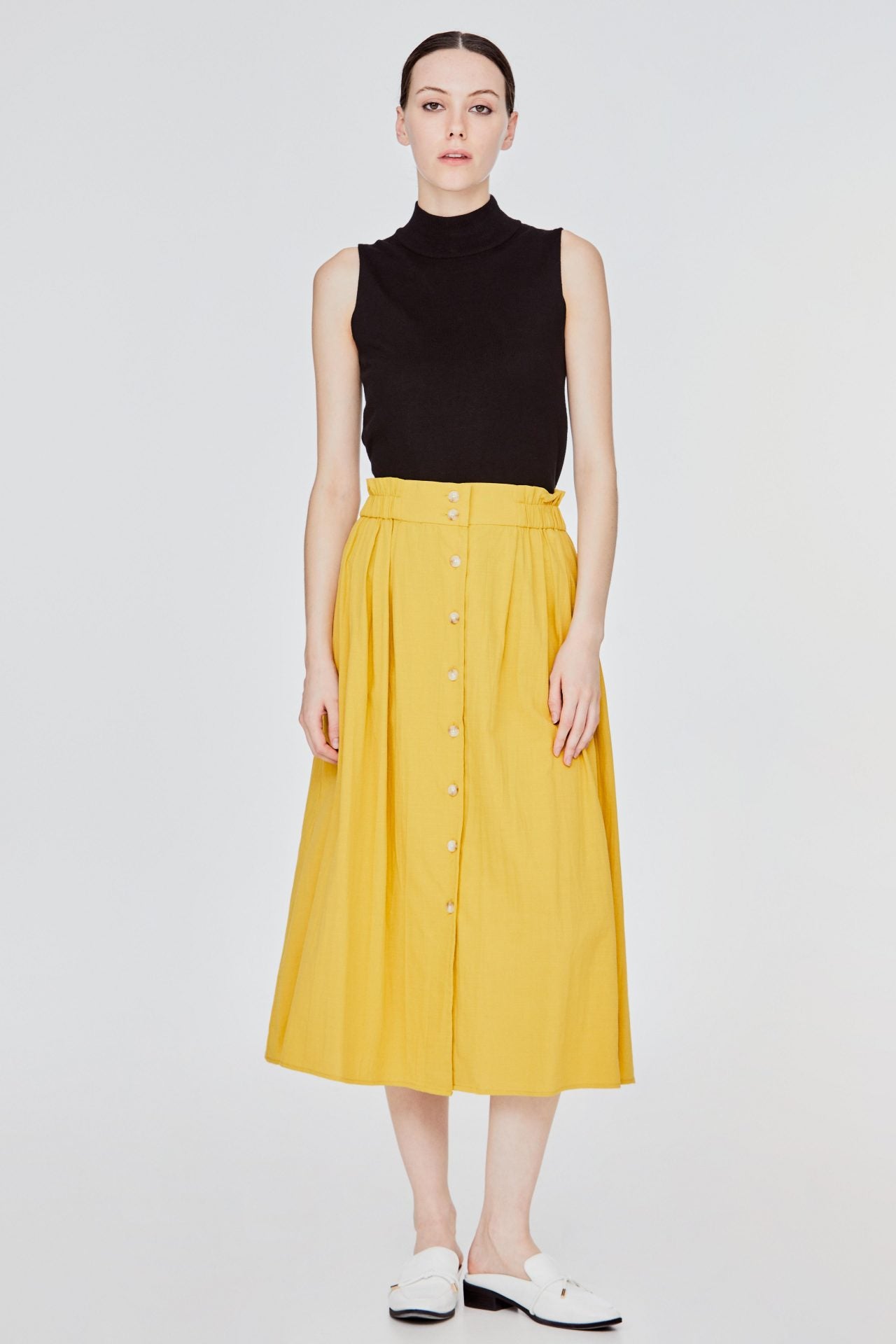 Button up skirt yellow best sale