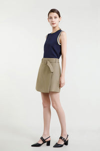 Overlap Belted Skirt
