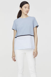 Mixed Fabric Striped Top