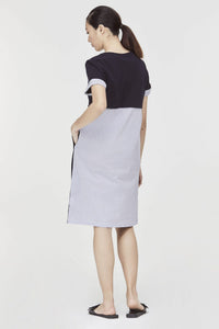 Contrast Folded-Up Cuff Dress