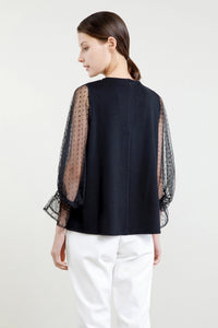 Bishop Sleeved Dotted Mesh Blouse