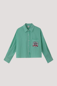 Striped Printed Graphic Pocket Button Down Top