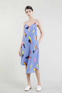 Patterned Asymmetric Hem Dress