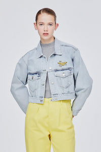 Militarian Crop Denim Jacket