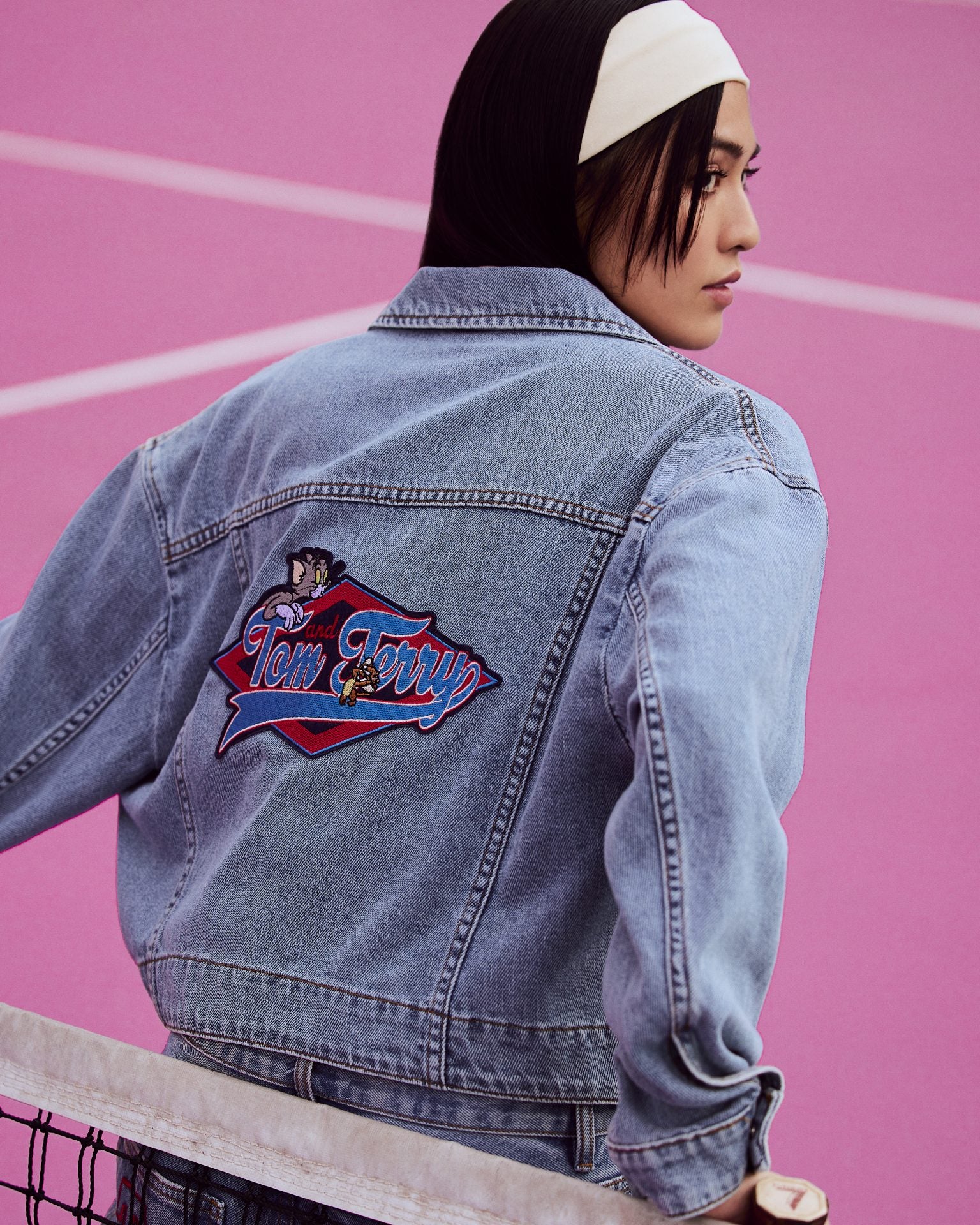 Embroidered oversized clearance denim jacket