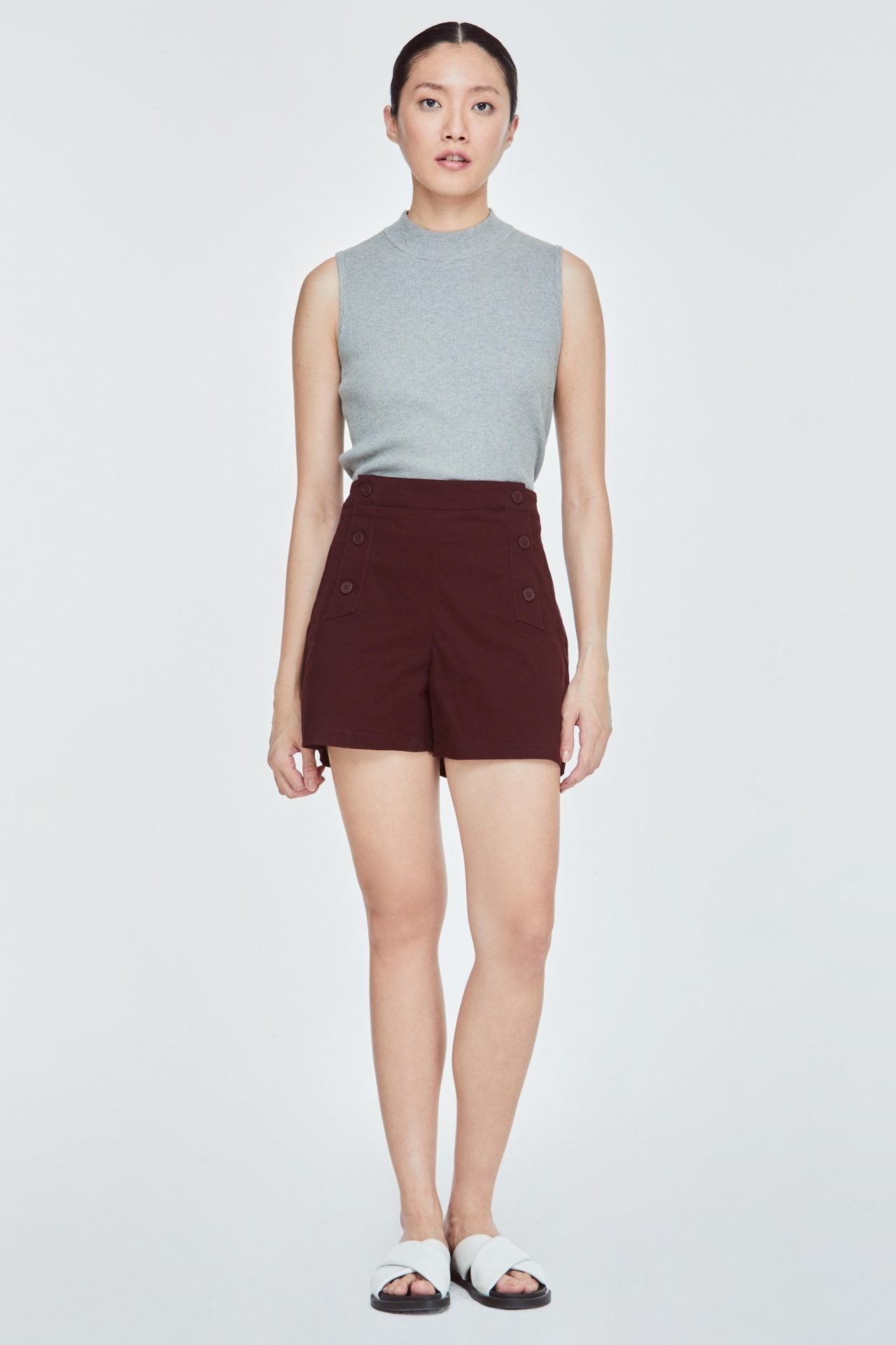 Maroon high hot sale waisted shorts