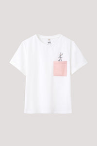 Folded Sleeve Cuff Bugs Bunny Pocket Tee