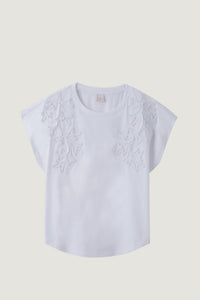 Embroidery Cap Sleeves Tee