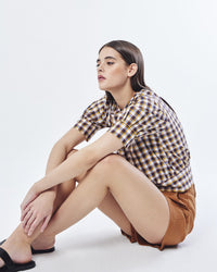 Checkered Puffy Blouse
