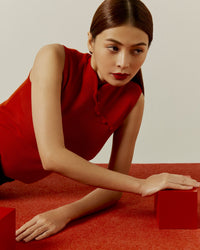Knitted Mandarin Collar Top
