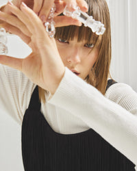 High Neck Ribbed Knit Blouse