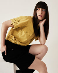 Patch Pocket Cropped Blouse