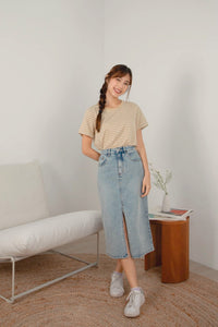 Slitted Denim Skirt