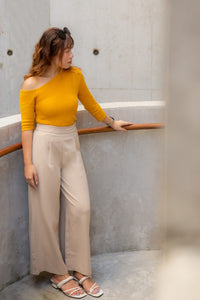 Ribbed Asymmetrical Knit Top