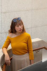 Ribbed Asymmetrical Knit Top