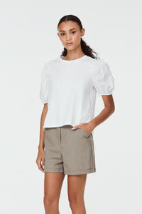 Contrast Puff Sleeve Top