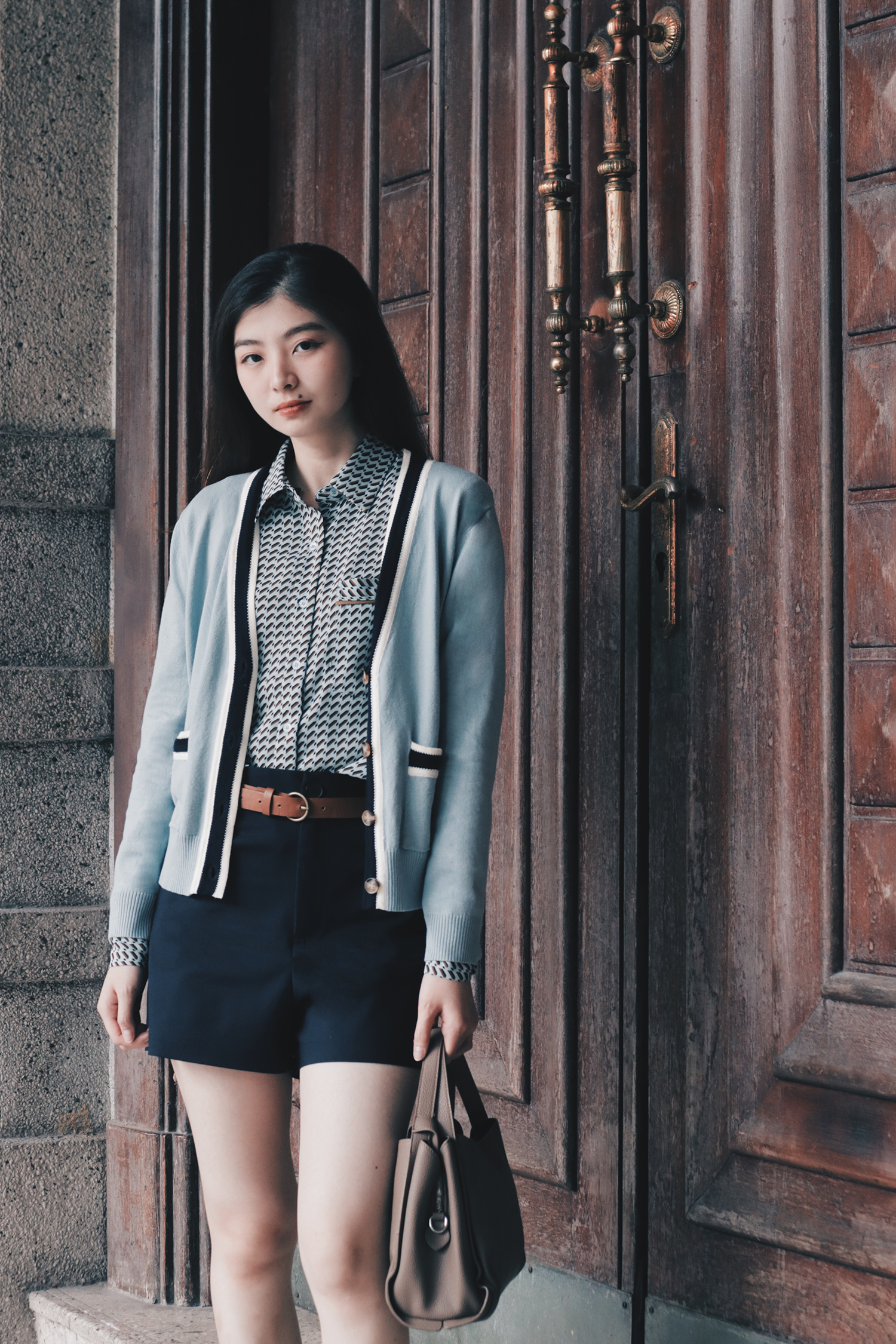 Printed Wide Cuff Shirt Blouse