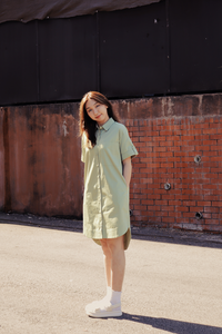 Folded Short Sleeve Shirt Dress