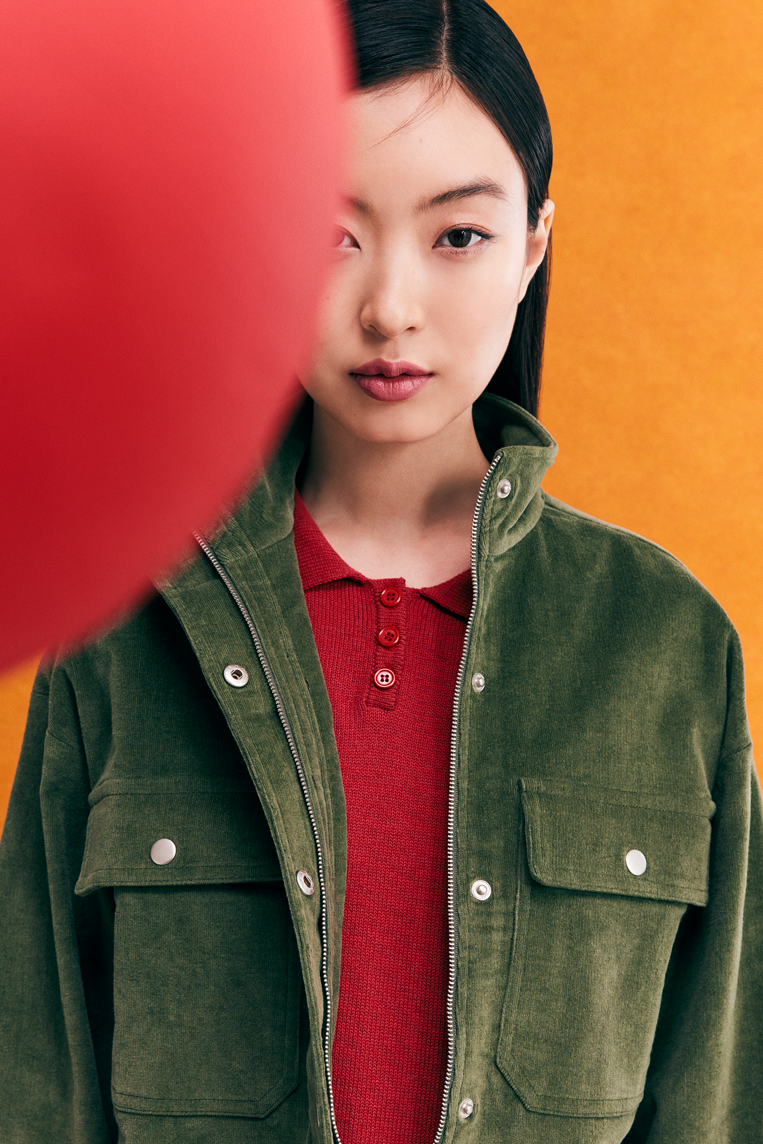 Colour Block Corduroy Jacket iORA