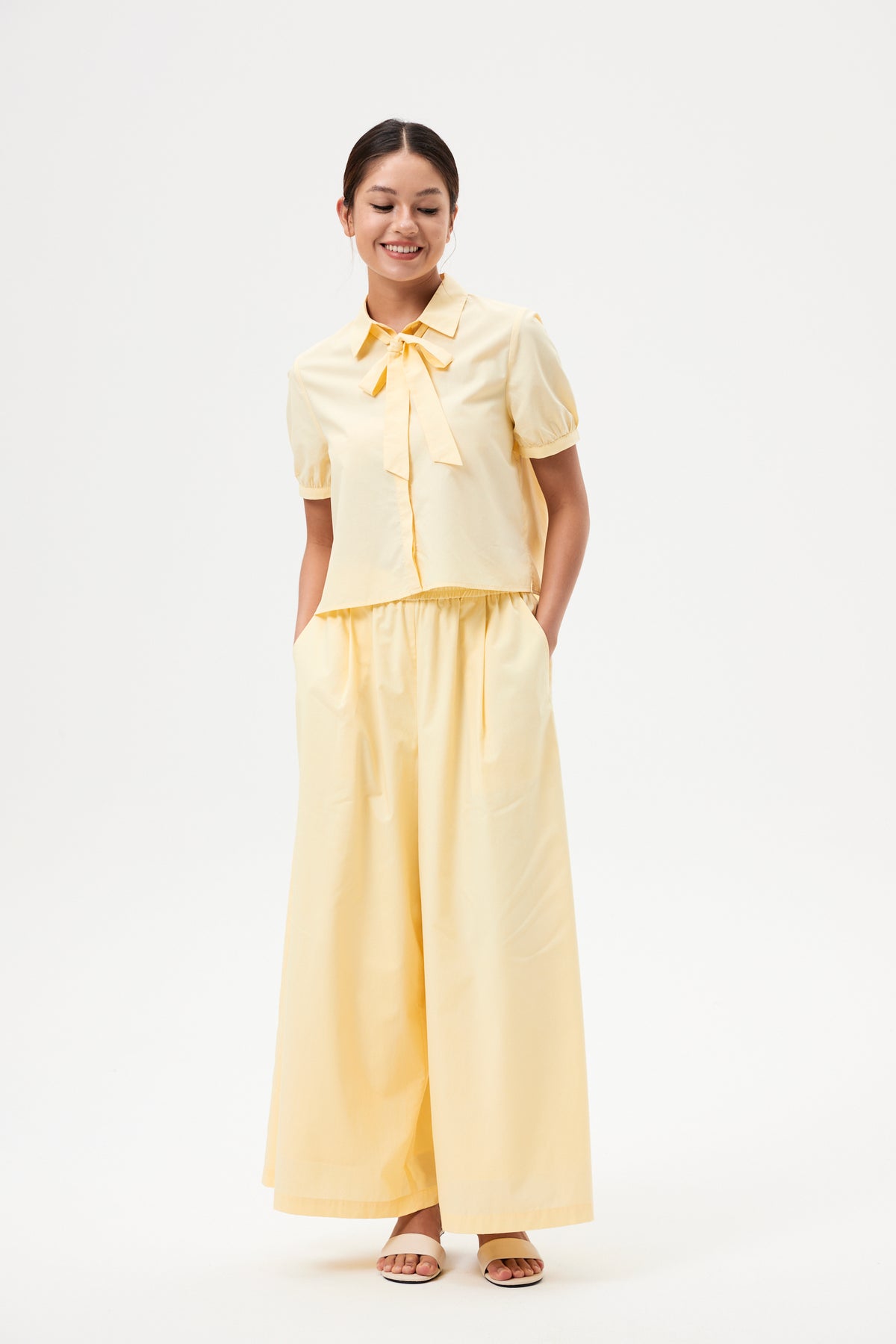 Lacing Collar Short Sleeve Shirt