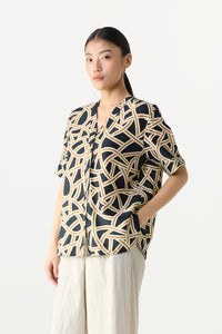 Printed V-Neck Blouse
