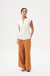 Low V-neck Button Down Vest Top