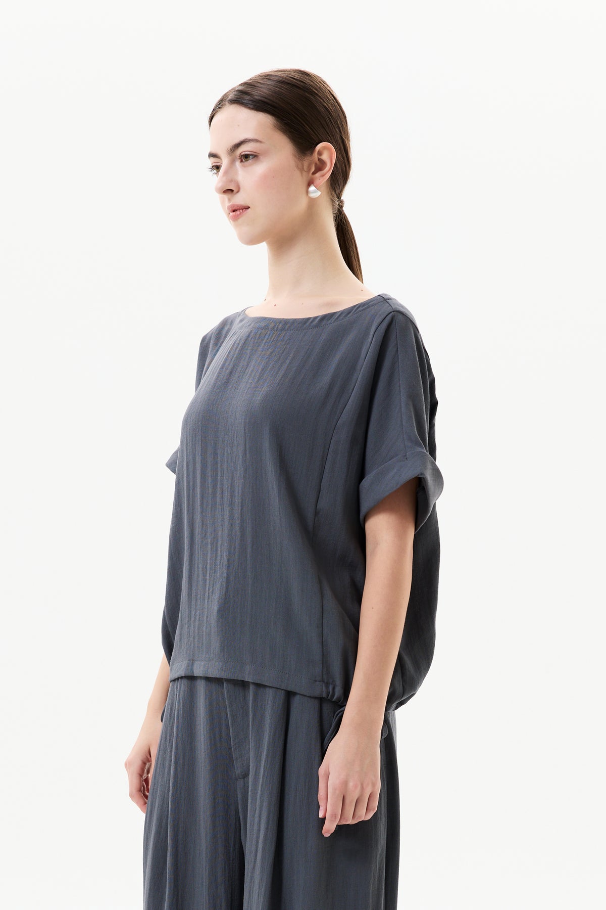 Paneled Drawstring Blouse
