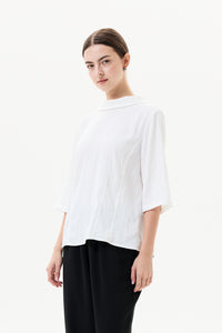 High Neck Paneled Blouse