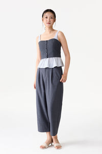 Striped Peplum Bustier Top