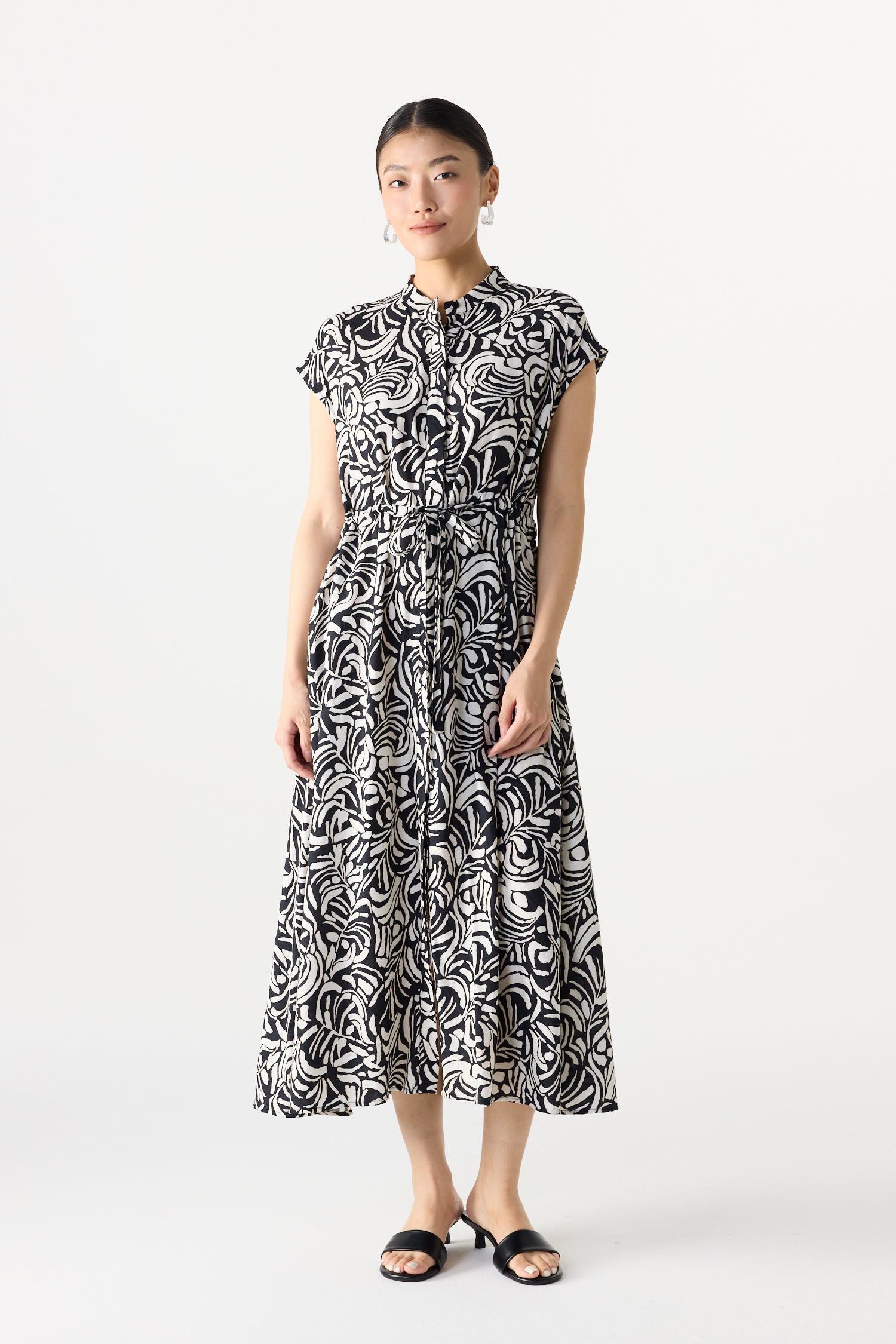 Printed Collared Magyar Dress