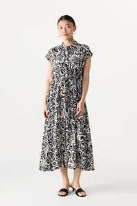 Printed Collared Magyar Dress