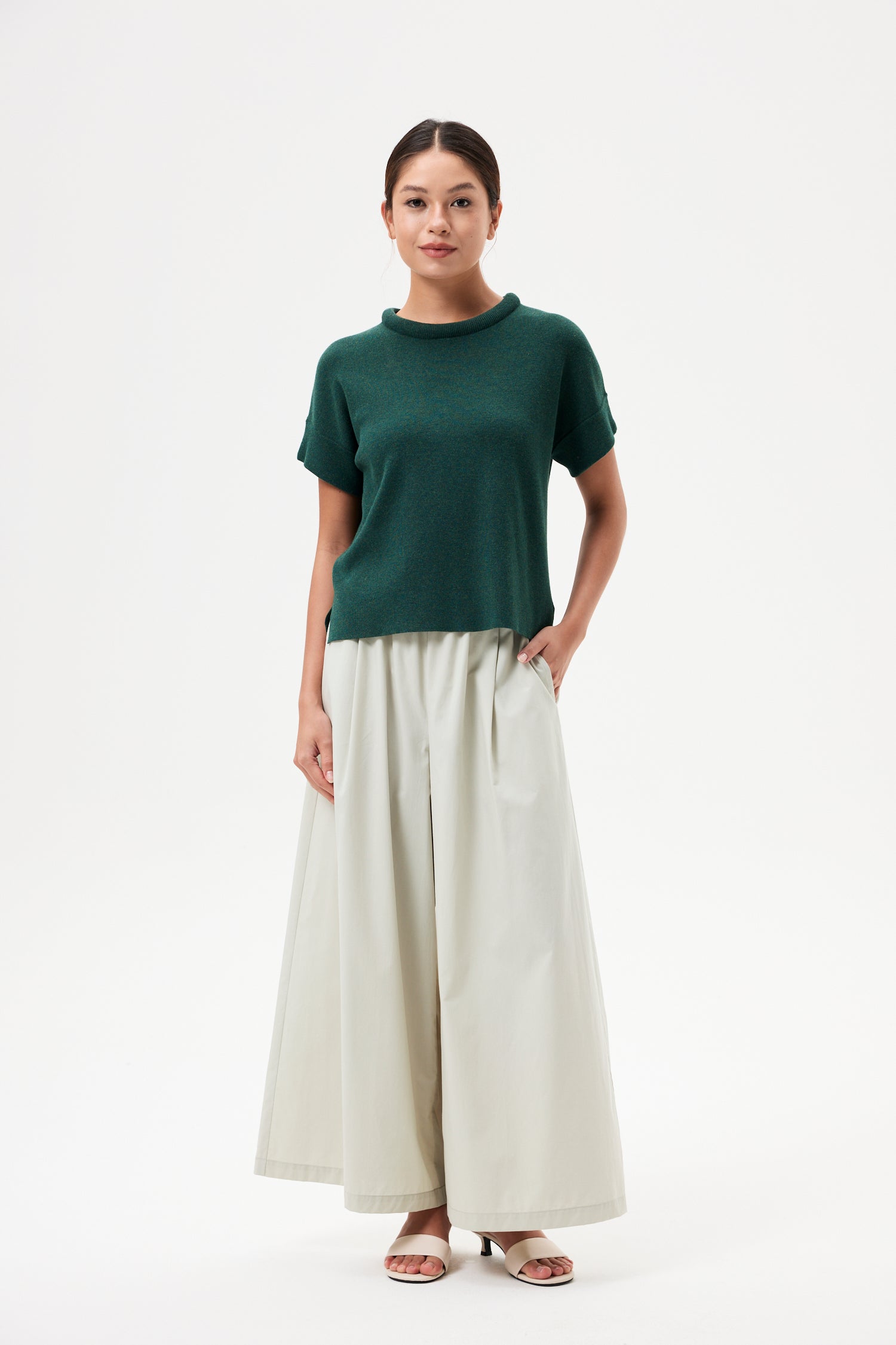 Stuffed Neckline Magyar Knit Top
