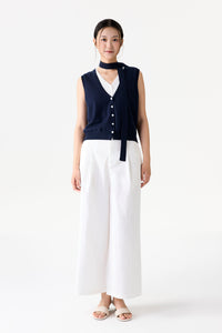 Contrast Knit Vest With Scarf