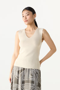V-Neck Sleeveless Knit Top