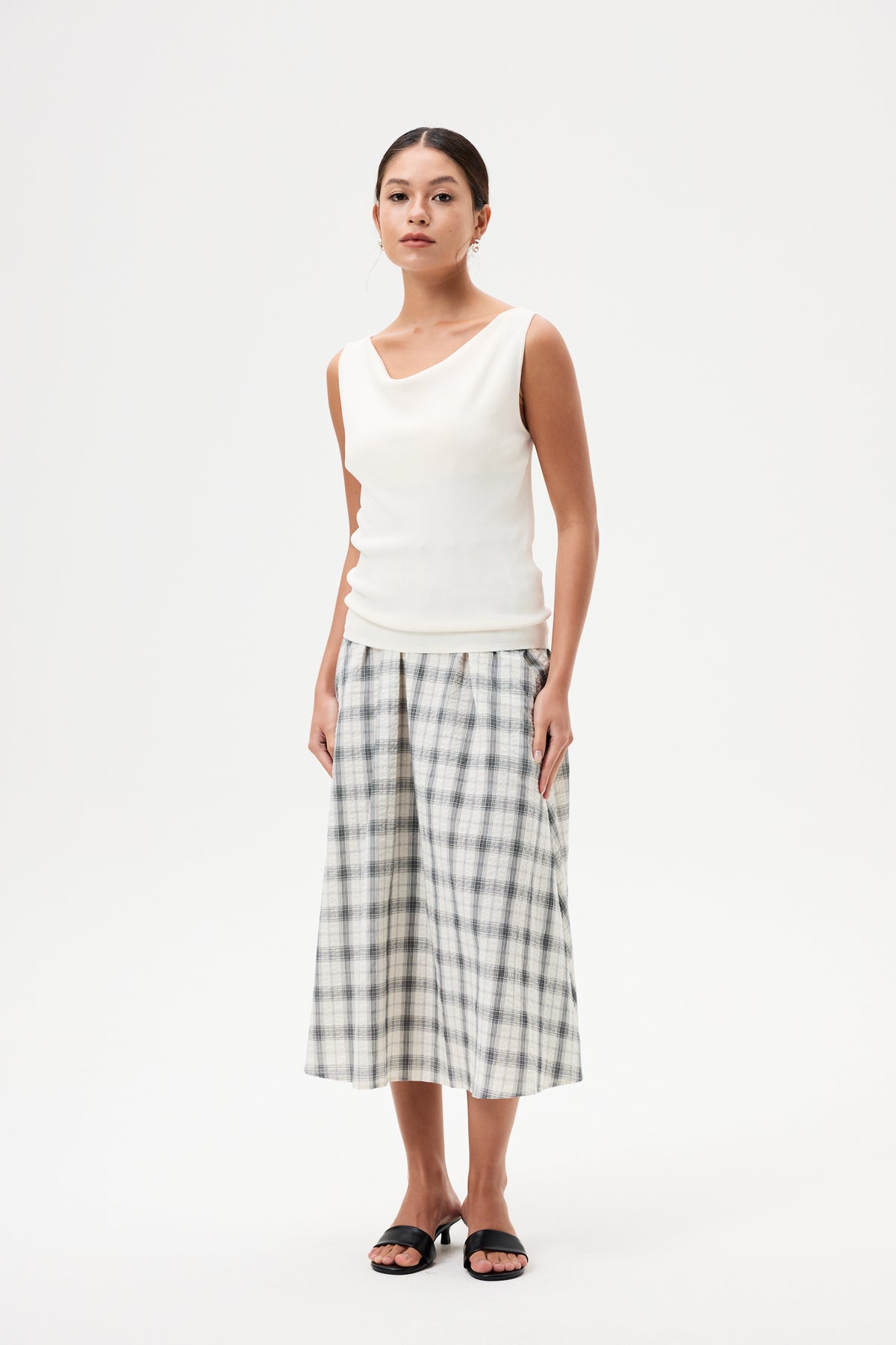 Draped Cowl Sleeveless Knit Top