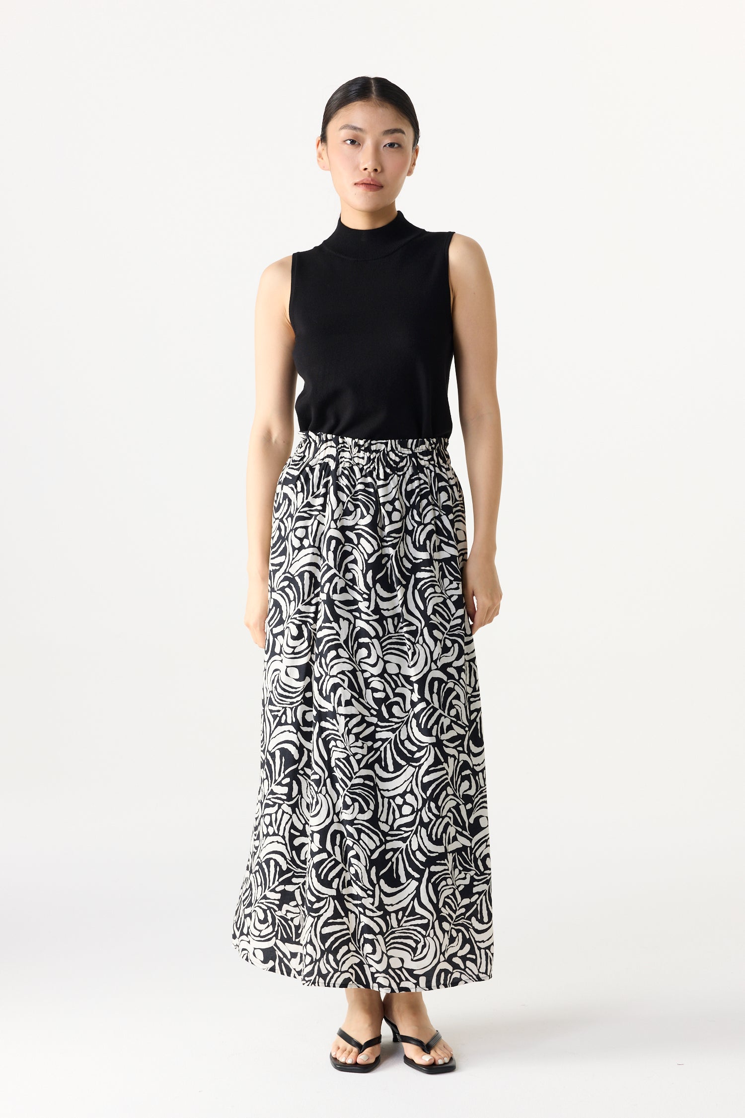 Printed Elasticated Midi Skirt